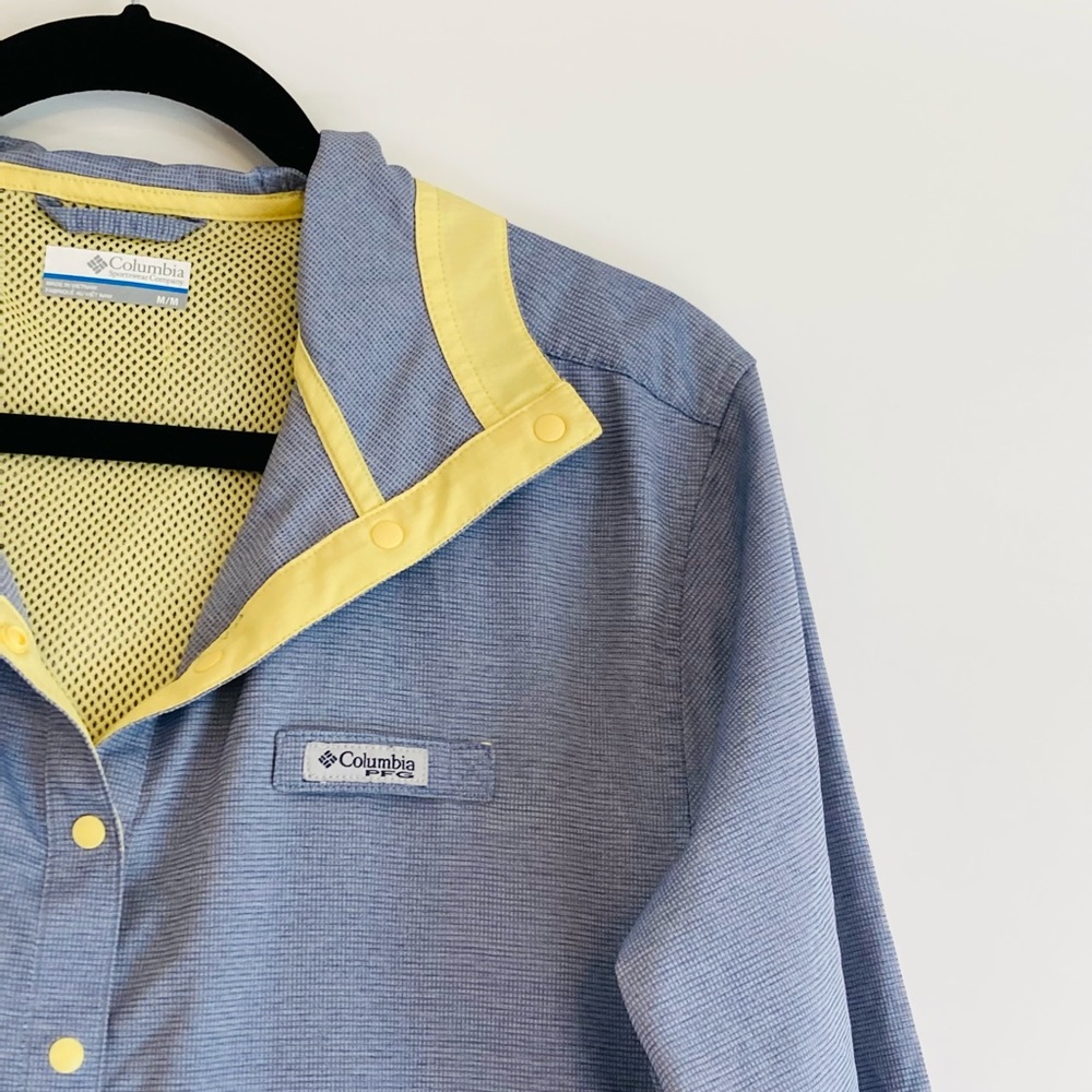 Columbia women’s blue windbreaker yellow trim - Picture 5 of 5